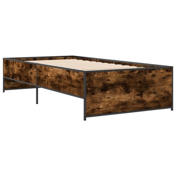 ARDEBO.de - Bettgestell Räuchereiche 90x200 cm Holzwerkstoff und Metall