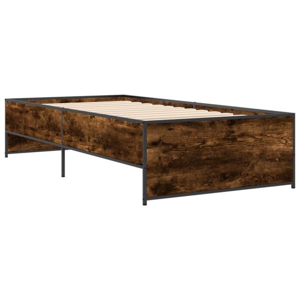 Bettgestell Räuchereiche 90x200 cm Holzwerkstoff und Metall