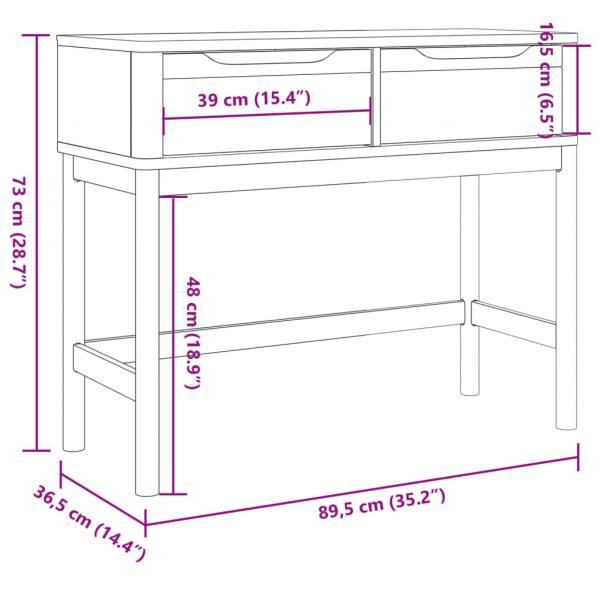 Konsolentisch FLORO Wachsbraun 89,5x36,5x73cm Massivholz Kiefer