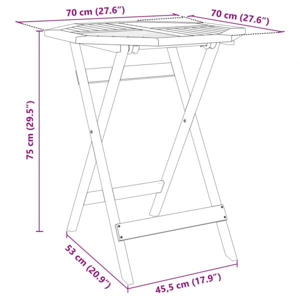 3-tlg. Bistro-Set Klappbar Massivholz Akazie