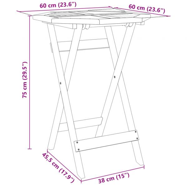 3-tlg. Bistro-Set Klappbar Massivholz Akazie