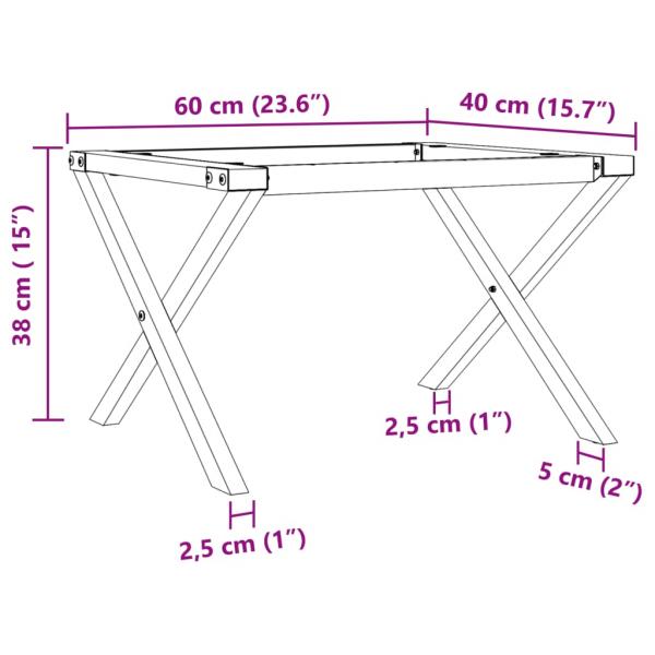 Couchtisch-Gestell in X-Form 60x40x38 cm Gusseisen