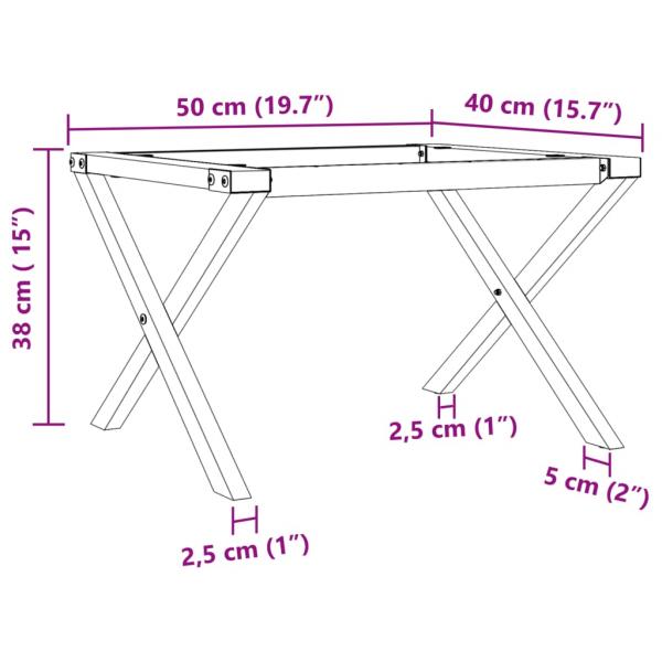 Couchtisch-Gestell in X-Form 50x40x38 cm Gusseisen