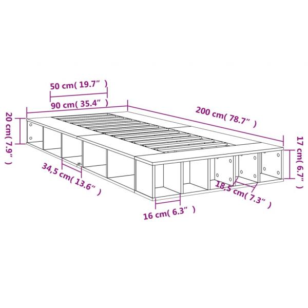 Bettgestell Räuchereiche 90x200 cm Holzwerkstoff