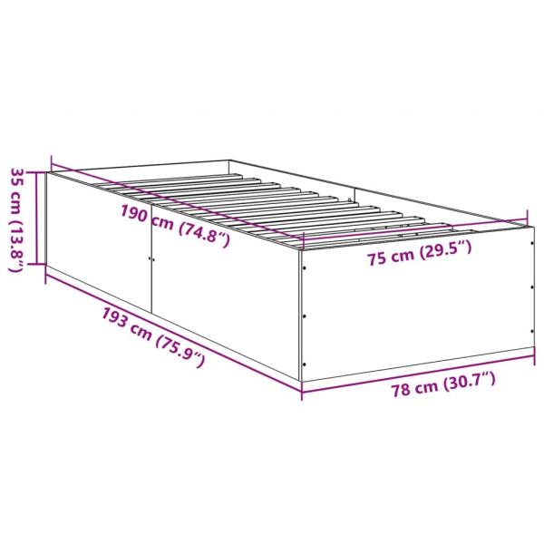 Bettgestell Braun Eichen-Optik 75x190 cm Holzwerkstoff