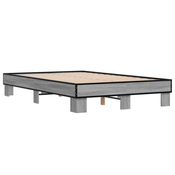 ARDEBO.de - Bettgestell Grau Sonoma 120x190 cm Holzwerkstoff und Metall