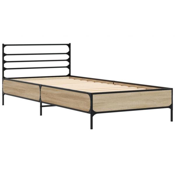 Bettgestell Sonoma-Eiche 100x200 cm Holzwerkstoff und Metall