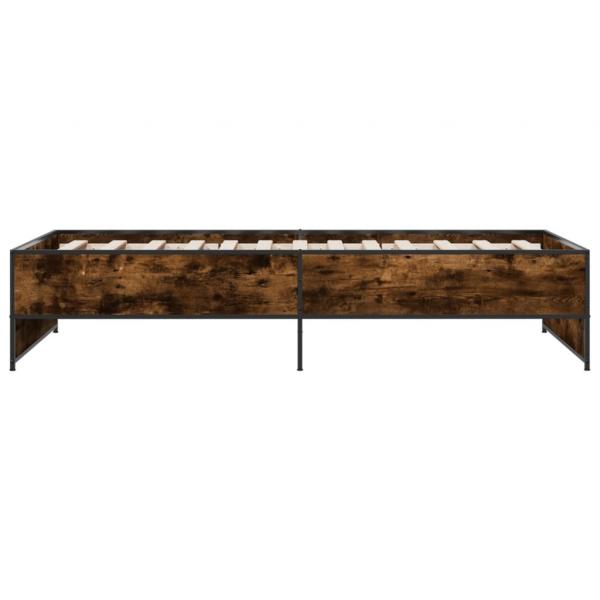 Bettgestell Räuchereiche 75x190 cm Holzwerkstoff und Metall