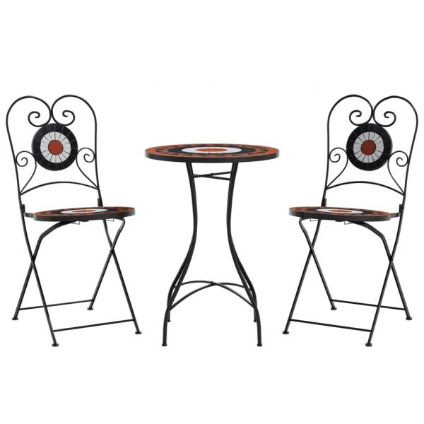 Mosaik-Bistro-Set Terrakottarot und Weiß Eisen und Keramik