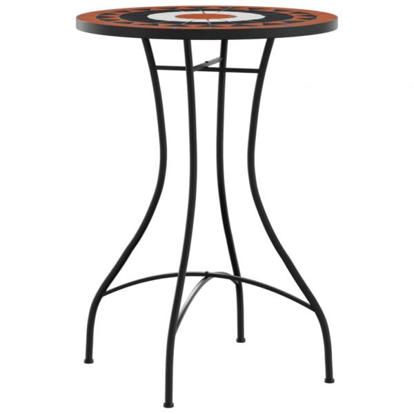 Mosaik-Bistro-Set Terrakottarot und Weiß Eisen und Keramik