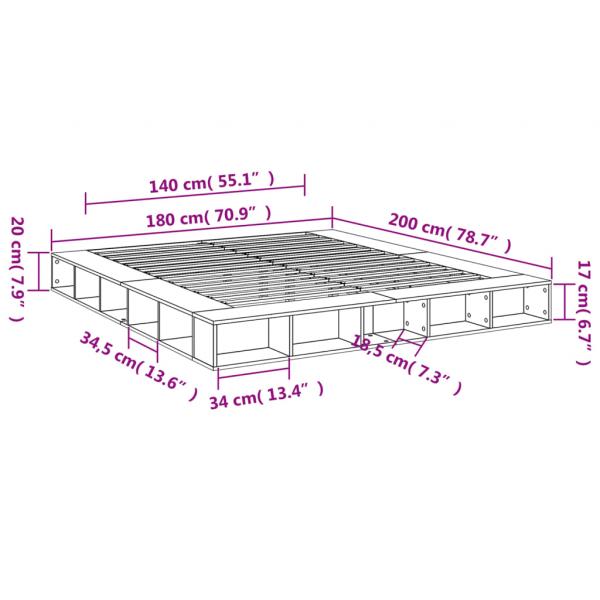 Bettgestell Betongrau 180x200 cm Holzwerkstoff