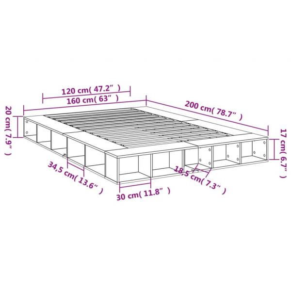 Bettgestell Schwarz 160x200 cm Holzwerkstoff