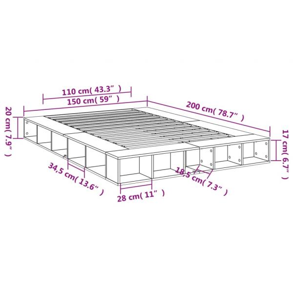 Bettgestell Schwarz 150x200 cm Holzwerkstoff