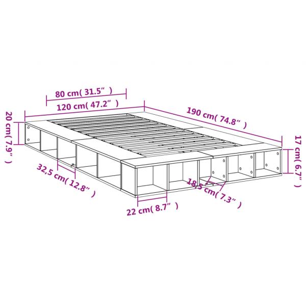 Bettgestell Schwarz 120x190 cm Holzwerkstoff