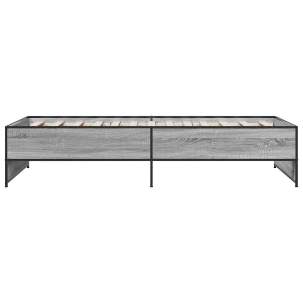 Bettgestell Grau Sonoma 90x190 cm Holzwerkstoff und Metall