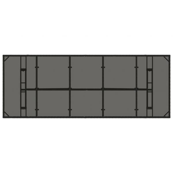 Gartentisch mit Glasplatte Schwarz 240x90x75 cm Poly Rattan