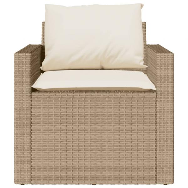 4-tlg. Garten-Sofagarnitur mit Kissen Beige Poly Rattan