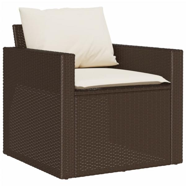 4-tlg. Garten-Sofagarnitur mit Kissen Braun Poly Rattan