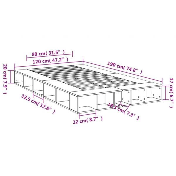 Bettgestell Grau Sonoma 120x190 cm Holzwerkstoff