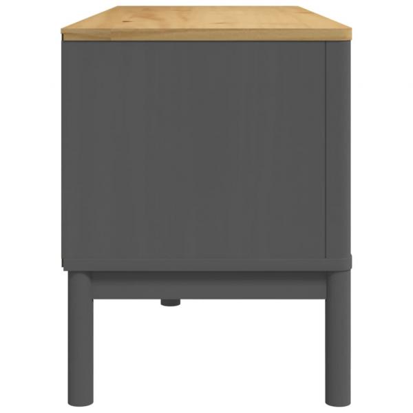 TV-Schrank FLORO Grau 114x43x55 cm Massivholz Kiefer