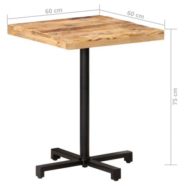 Bistrotisch Quadratisch 60x60x75 cm Raues Mangoholz 