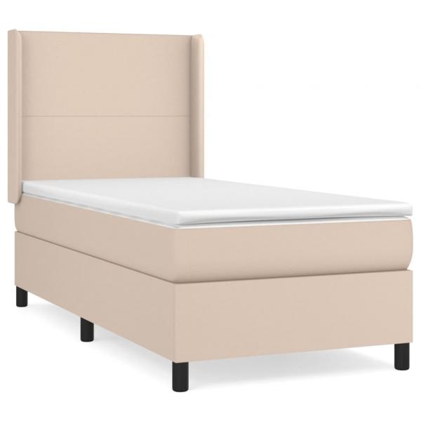 Boxspringbett mit Matratze Cappuccino-Braun 90x190cm Kunstleder