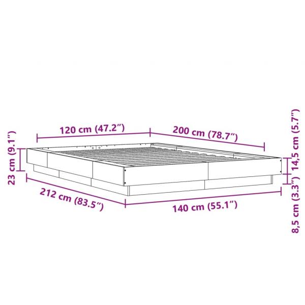 Bettgestell Grau Sonoma 120x200 cm Holzwerkstoff