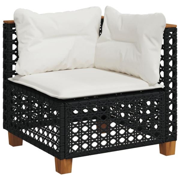 5-tlg. Garten-Sofagarnitur mit Kissen Schwarz Poly Rattan