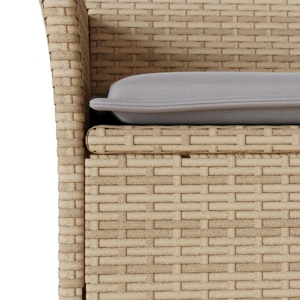 11-tlg. Garten-Essgruppe mit Kissen Beige Poly Rattan und Glas