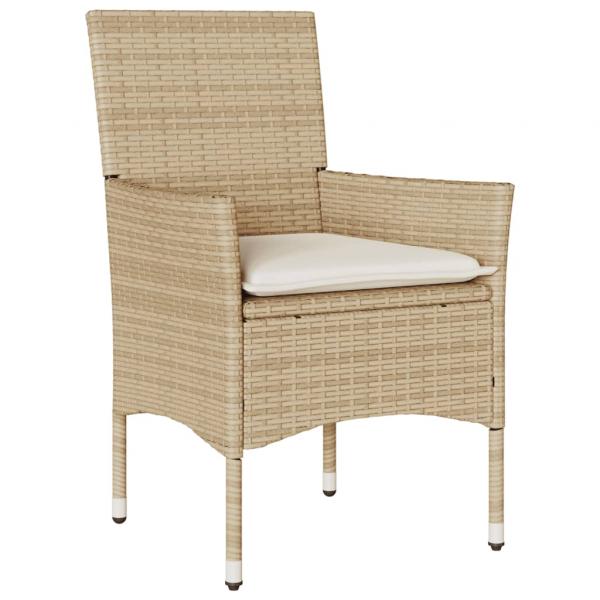 9-tlg. Garten-Essgruppe mit Kissen Beige Poly Rattan Akazie