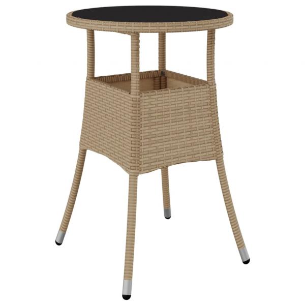 3-tlg. Garten-Essgruppe mit Kissen Beige Poly Rattan und Glas