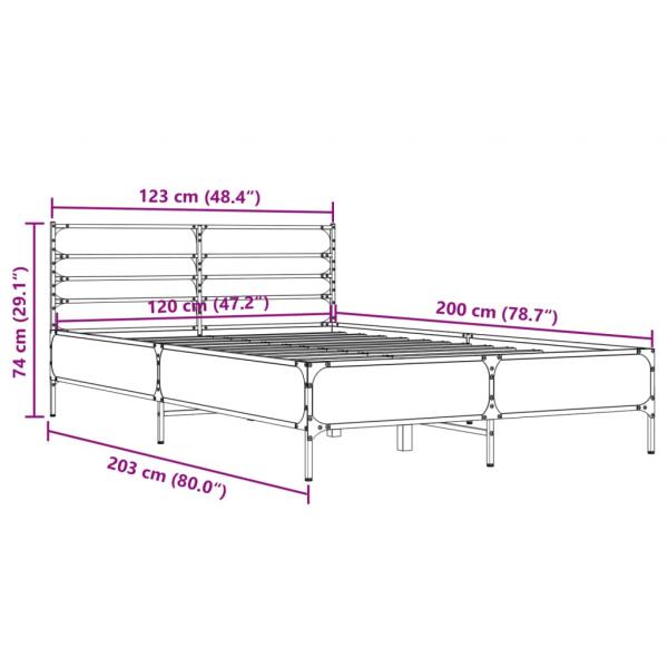 Bettgestell Sonoma-Eiche 120x200 cm Holzwerkstoff und Metall