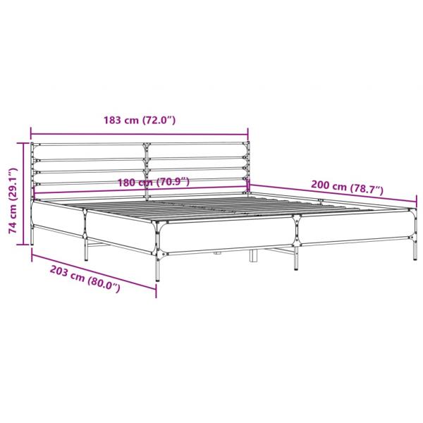 Bettgestell Räuchereiche 180x200 cm Holzwerkstoff und Metall