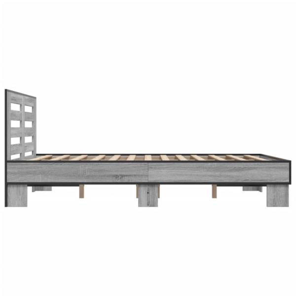 Bettgestell Grau Sonoma 140x190 cm Holzwerkstoff und Metall