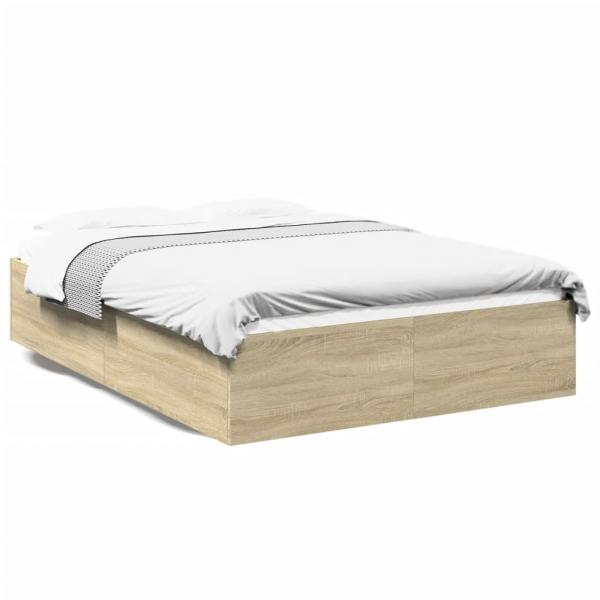 ARDEBO.de - Bettgestell Sonoma-Eiche 135x190 cm Holzwerkstoff