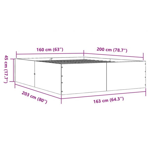 Bettgestell Braun Eichen-Optik 160x200 cm Holzwerkstoff