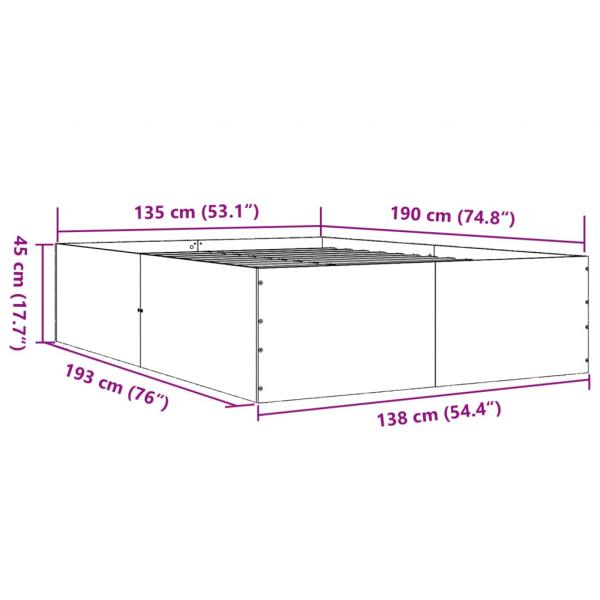 Bettgestell Räuchereiche 135x190 cm Holzwerkstoff