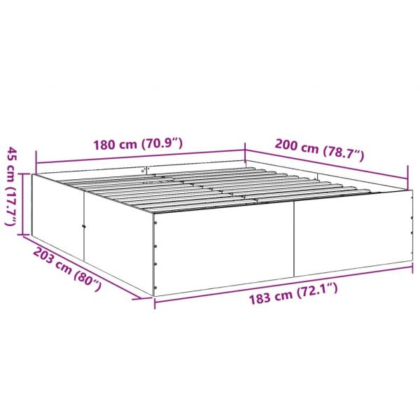 Bettgestell Braun Eichen-Optik 180x200 cm Holzwerkstoff