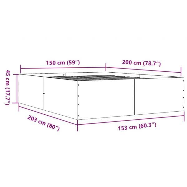 Bettgestell Braun Eichen-Optik 150x200 cm Holzwerkstoff