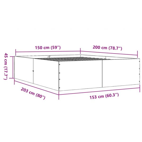 Bettgestell Schwarz 150x200 cm Holzwerkstoff