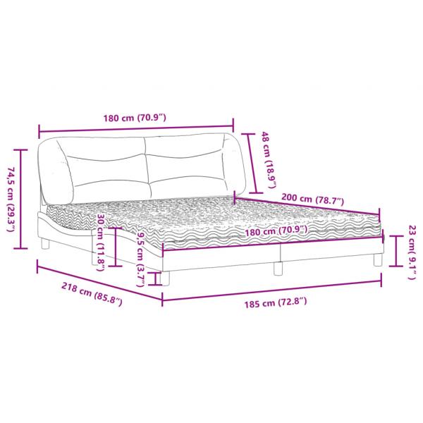 Bett mit Matratze Dunkelgrau 180x200 cm Stoff