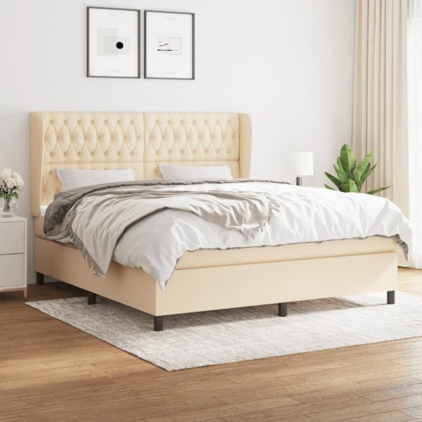 ARDEBO.de - Boxspringbett mit Matratze Creme 180x200 cm Stoff