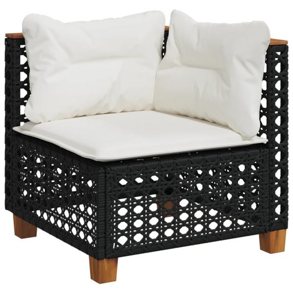 9-tlg. Garten-Sofagarnitur mit Kissen Schwarz Poly Rattan