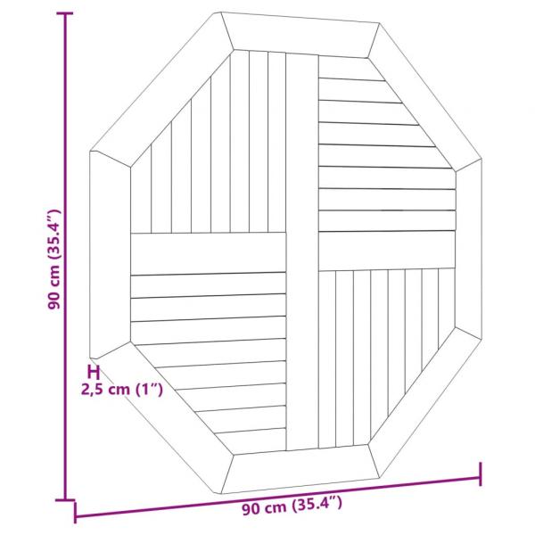 Tischplatte 90x90x2,5 cm Achteckig Massivholz Teak