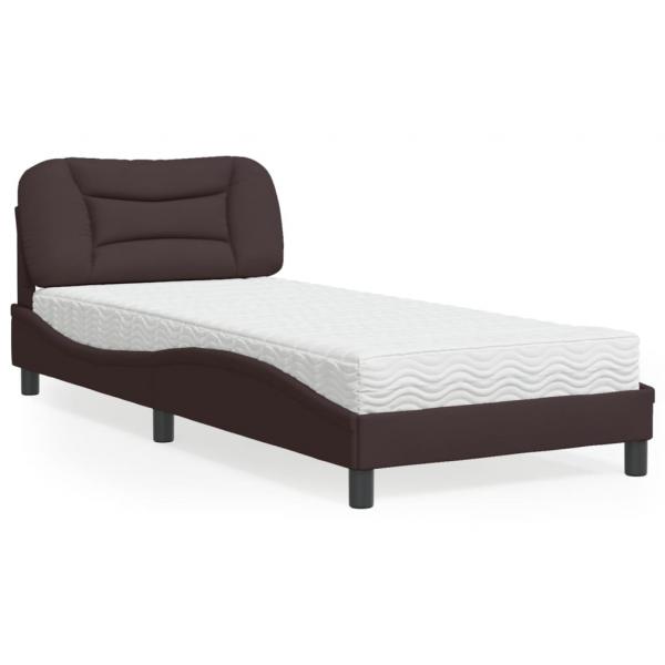 ARDEBO.de - Bett mit Matratze Dunkelbraun 90x200 cm Stoff