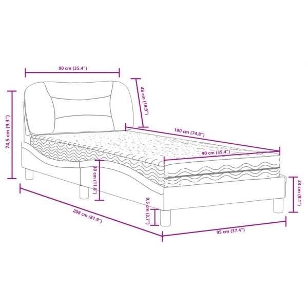 Bett mit Matratze Dunkelgrau 90x190 cm Stoff