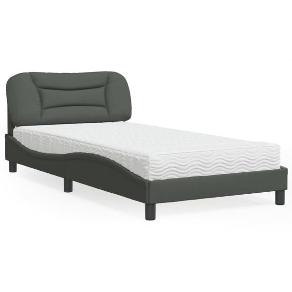 ARDEBO.de - Bett mit Matratze Dunkelgrau 100x200 cm Stoff