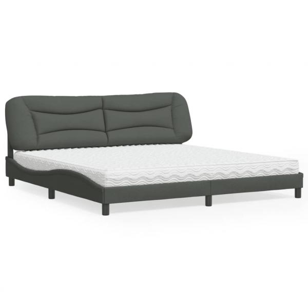 ARDEBO.de - Bett mit Matratze Dunkelgrau 200x200 cm Stoff