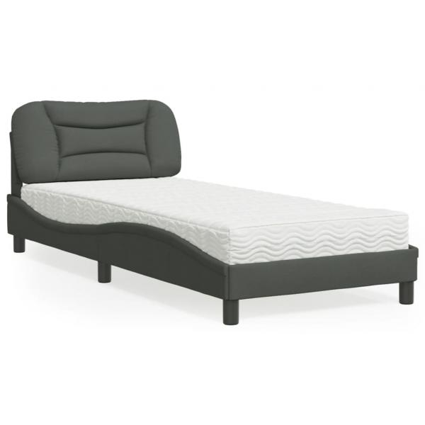 ARDEBO.de - Bett mit Matratze Dunkelgrau 80x200 cm Stoff