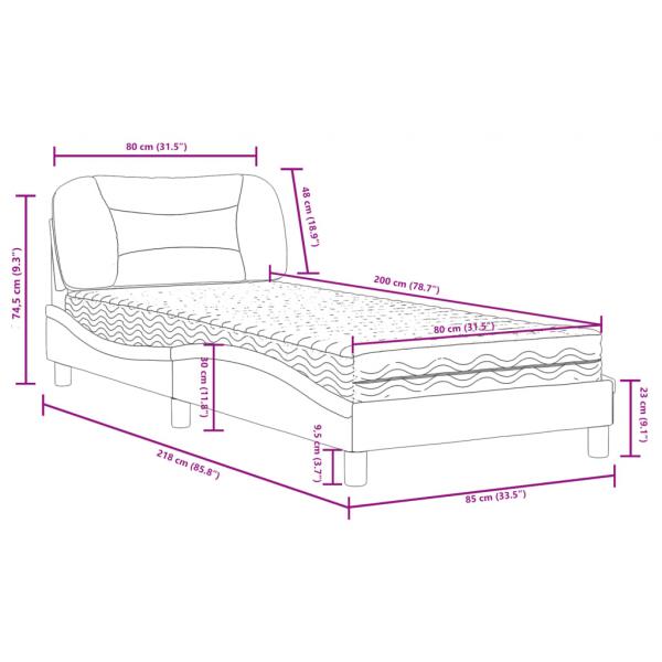 Bett mit Matratze Dunkelgrau 80x200 cm Stoff